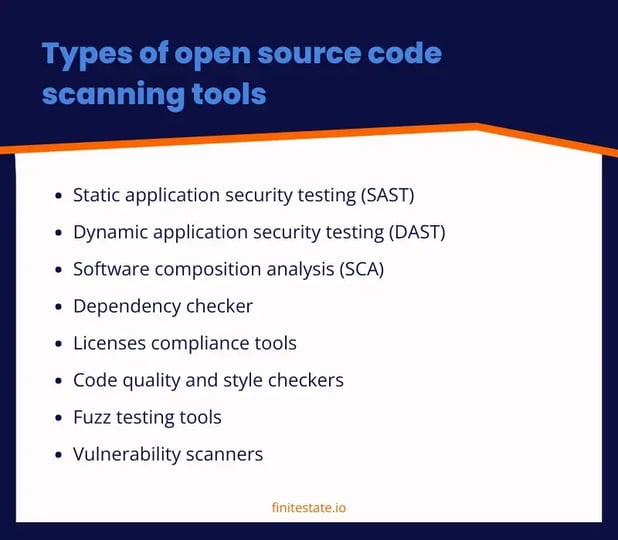 Types of open source code scanning tools